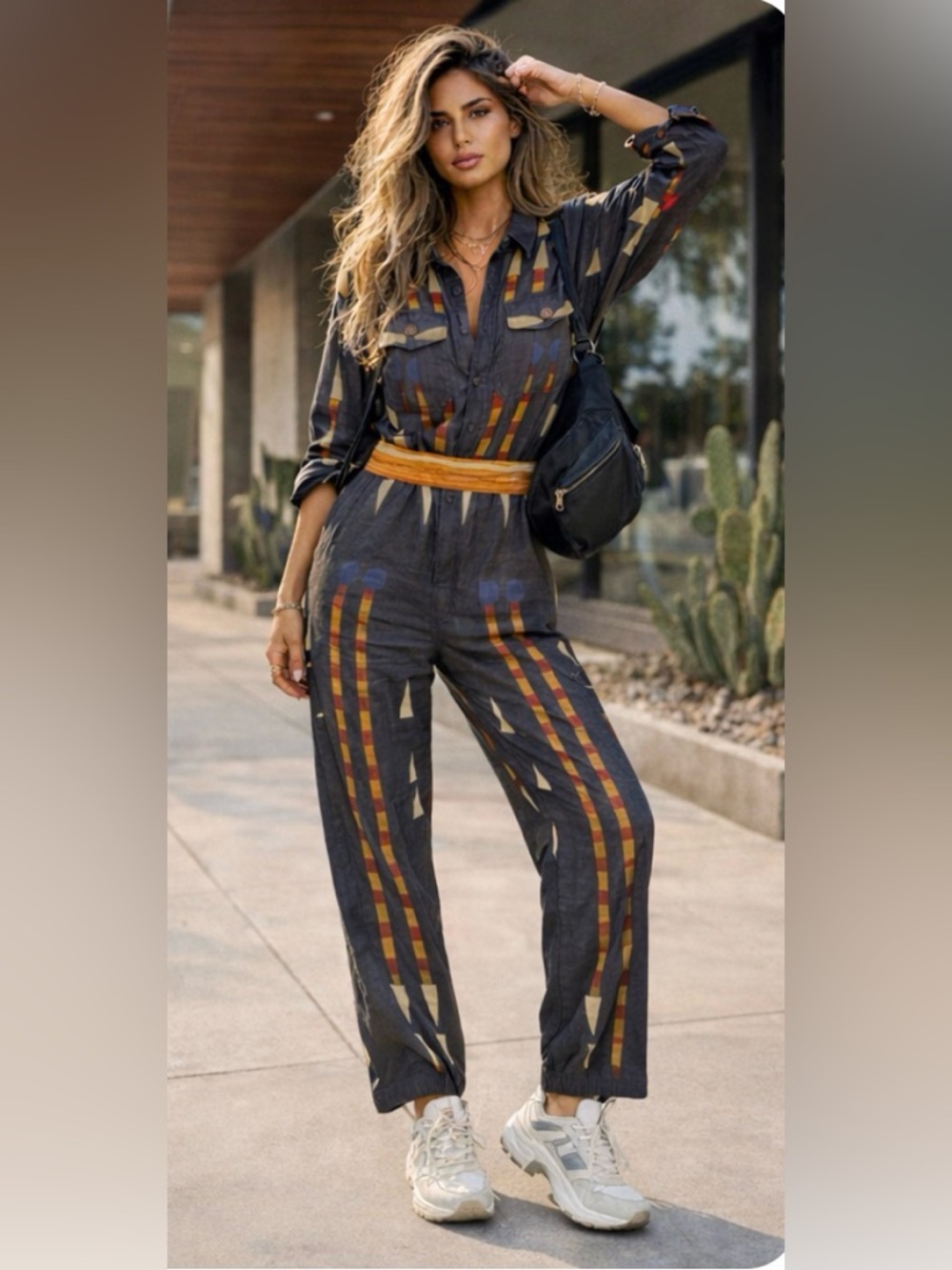 Luxury Handmade Ikat Jumpsuit Boho Style Italian designer